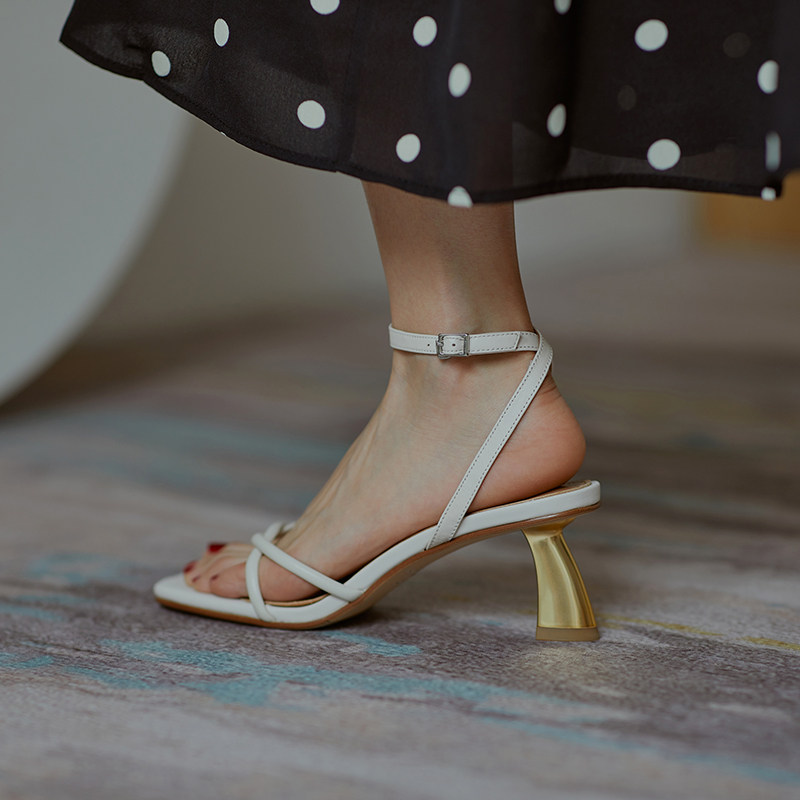 KAKY leather sandals for women summer 2022 new fairy style fashion Roman stiletto heel buckle strap high heels