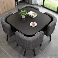 Черный квадратный стол + темно -серая тканевая кресло, 90 см на рабочем столе