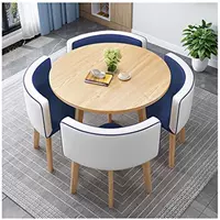 Деревянный зерновый круглый стол + темно -синяя белая кожа (логовая деревянная полка), на столе 80 см.