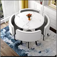 Образец круглого стола + темно -серая и белая кожа, 90 -сантиметровый рабочий стол