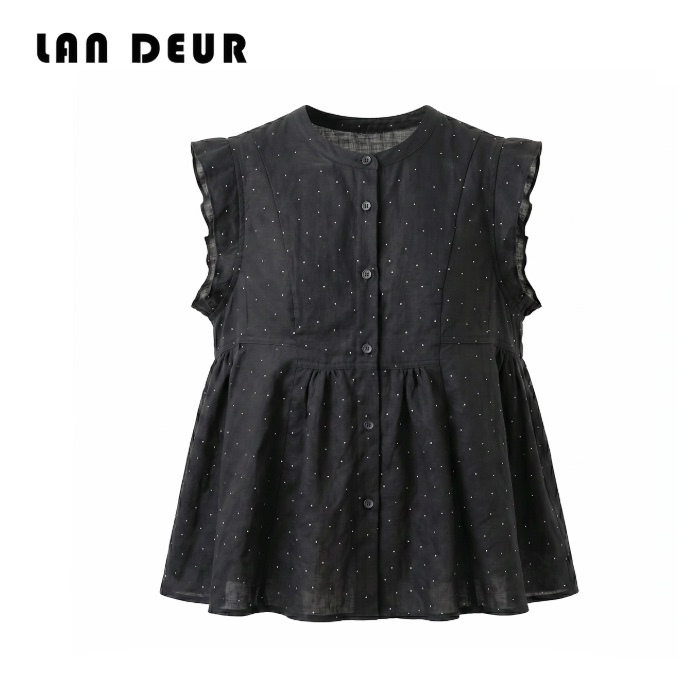 Keke【Tingxi Muyu】Ramie+Lyocell Korean-Style Retro Elegant Polka Dot Vest, Age-Reducing and Loose-Fitting Keke【Tingxi Muyu】Ramie+Lyocell Korean-Style Retro Elegant Polka Dot Vest, Age-Reducing and Loose-Fitting