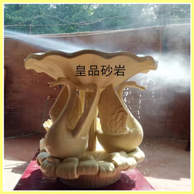 Sandstone Swan Water Jet European-style Fountain Outdoor Waterscape Sculpture Fiberglass Double Spray Pool Manufacturer Direct