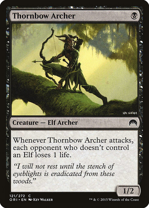 MTG Magic Landscape ORI Thorns Bow Shooter Thornbow Archeer Black Iron 121 English