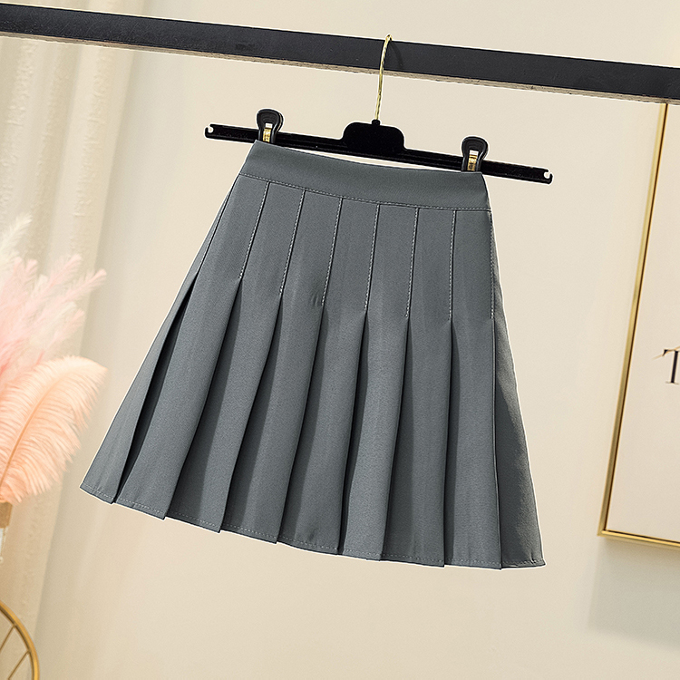 High Grade GreyLight proof Suit fabric black Pleats skirt female 2021 spring new pattern Show thin High waist Small Skirt