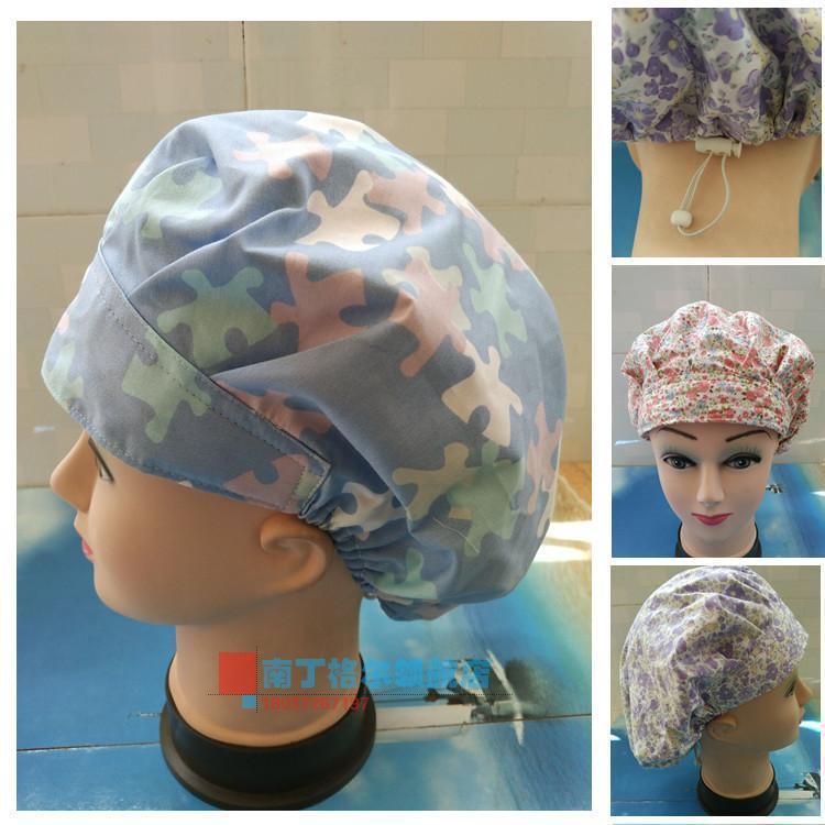 Printed nurse cap surgical cap confinement cap chemotherapy cap cotton ICU operating room doctor cap with adjustment buckle