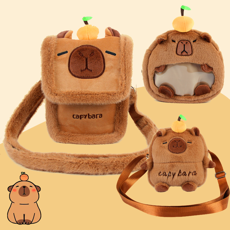 Capybara Crossbody Bag Shoulder Bag Plush Phone Bag Kids Small Bag Mini Cute Girl Boy Student