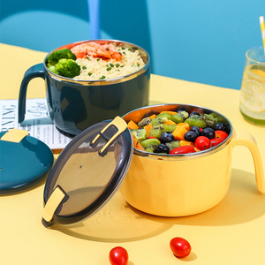 【中空隔热】304不锈钢泡面碗带盖