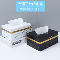 Marble grain tissue box Custom logo Living room Light and luxurious Nordic ins New Chinese Home Restaurant drawing paper Box