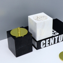 Hotel European-style marble toothpick box cotton sign box containing box cotton stick box cotton sign barrel Creative automatic Nordic ins