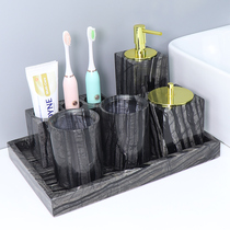 Marble light lavish bathroom with five pieces of toiletry wash suit combined wash cup toilet bath room Supplies Eight sets