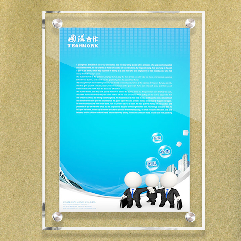 Transparent acrylic display board custom billboard hanging wall double-layer plywood poster frame plexiglass display frame