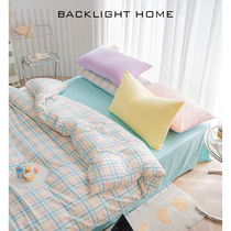 ins mix of milk oil color washed cotton four pieces of bed cover bed Bamboo Hat Style Bed Single Student Dormitory Three Sets