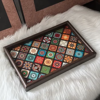 Boho style ornaments tray entrance living room creative storage tray jewelry snacks household storage tray