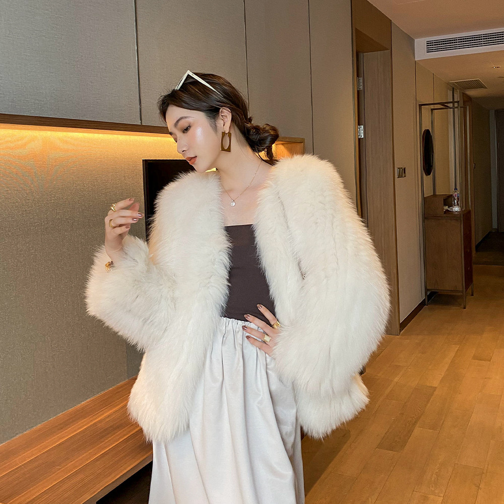 Reduced Age Zero Resistance 2021 New White Fox Fox Fur Woven V Pilot fur coat medium long version of the fur coat woman