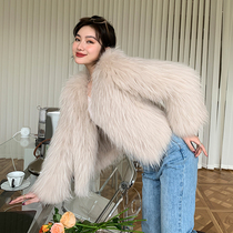 Romantic as you raccoon hair double-sided woven V-neck short fur coat female fur one young winter coat