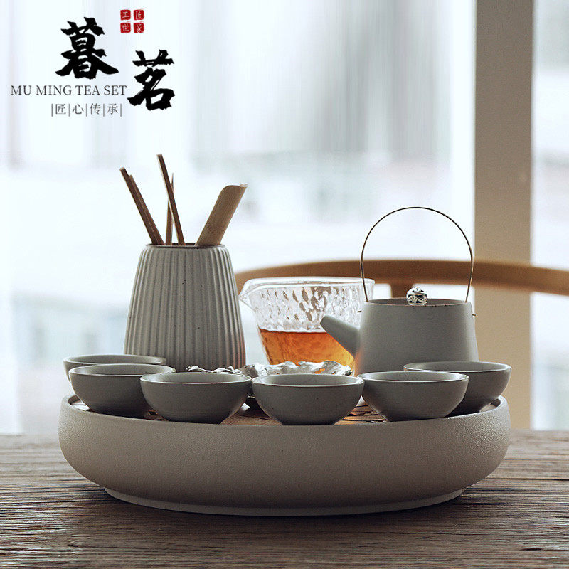 LENIBERK household Ru Kiln Kung Fu tea teacup Ceramic dry tea tray set Japanese simple office