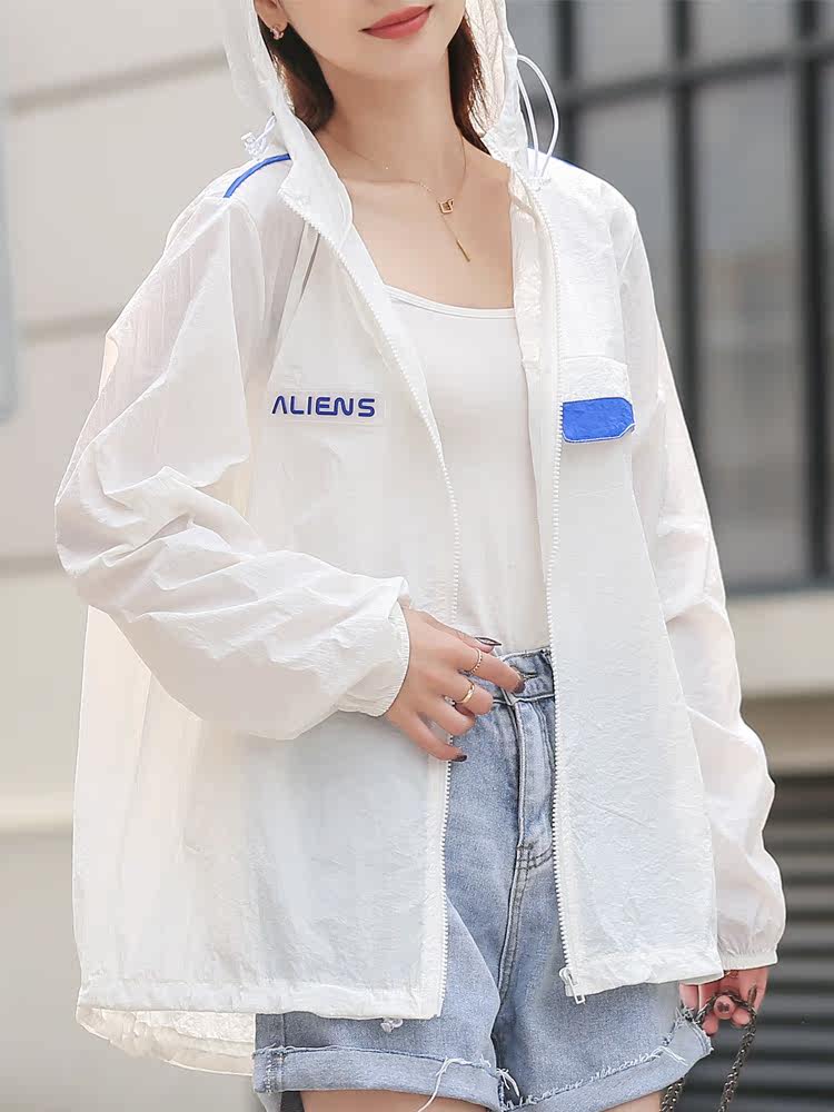 Sunscreen women's 2021 summer new Korean version anti-UV thin hooded sunscreen clothing loose breathable top women