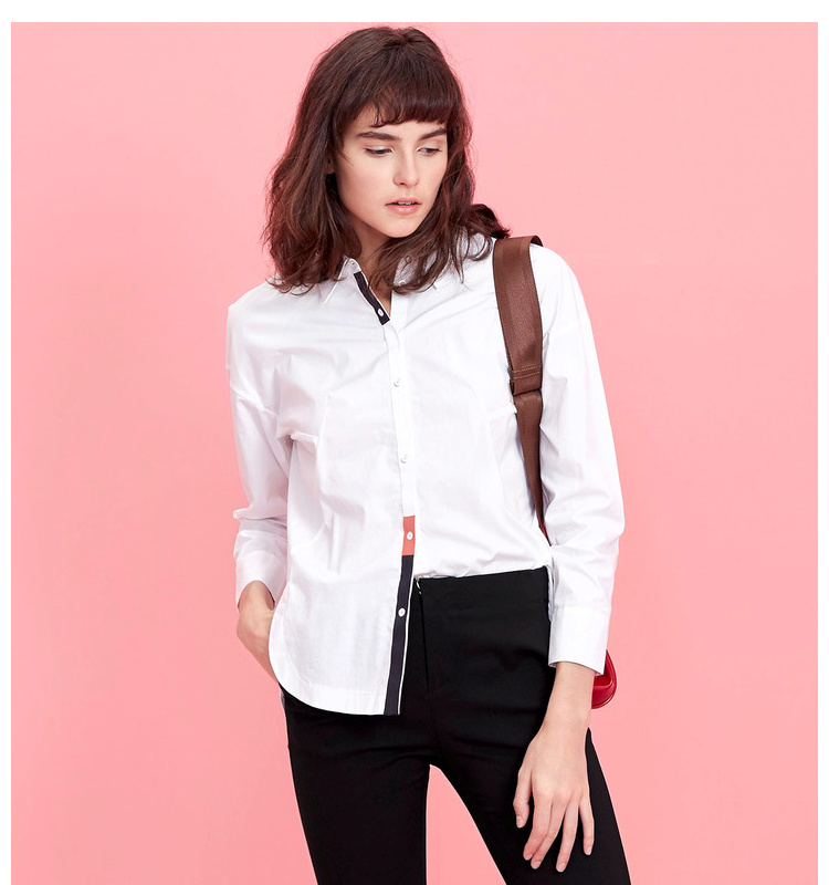 Lily2018 xuân mới kinh doanh phụ nữ đi làm OL áo cotton thoải mái 117120C4219 áo sơ mi khoác ngoài nữ