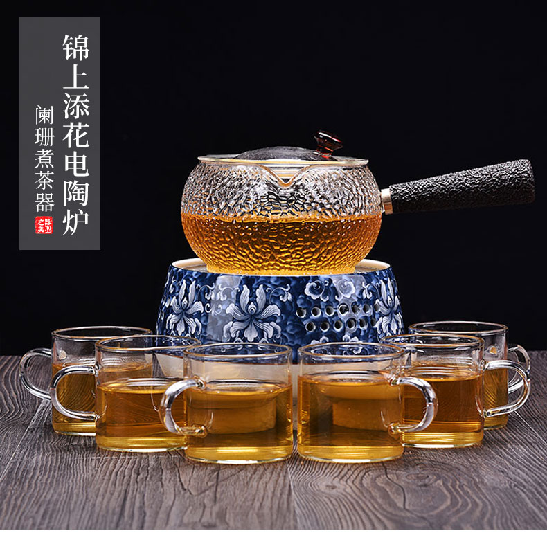 HaoFeng more heat resistant glass teapot suit household teapot cooked steamed tea ultimately responds flower teapot teacup electric TaoLu