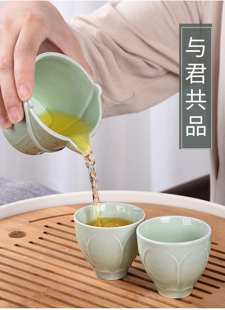 HaoFeng office Japanese celadon kung fu tea with a suit of household contracted ceramic teapot teacup tea accessories