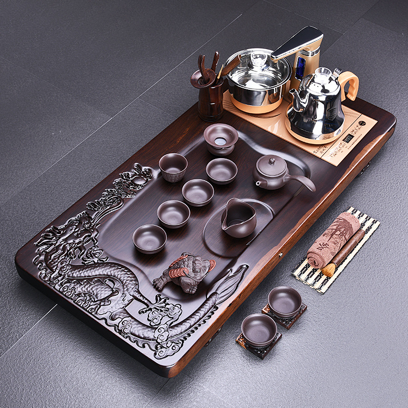 HaoFeng whole sheet of the ebony wood tea tray was purple sand tea sets of kung fu tea set suit household sharply stone tea sea