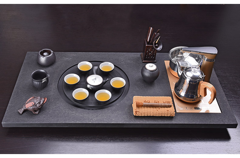 HaoFeng ceramic tea set suit household sharply stone solid wood tea tray was kung fu tea tea purple sand teapot teacup