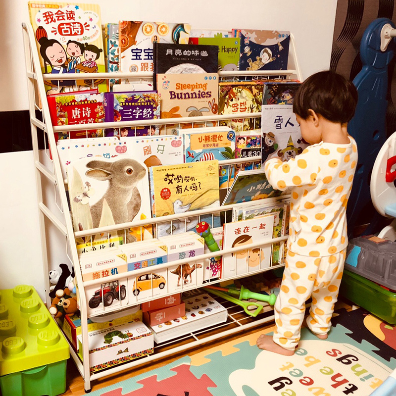 Children's bookshelf shelf floor-to-ceiling baby picture book holder simple student small bookcase storage mobile home wrought iron