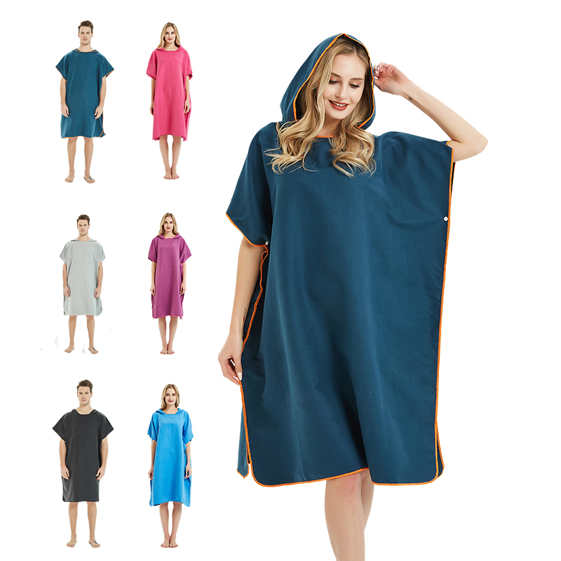 Travel and Vacation Microfiber Beach Robe Cape Coat Swimming Towel Changing Clothes Absorbent Quick-Drying Cloak