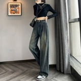 Осенние джинсы, флисовые демисезонные ретро штаны для отдыха, свободный крой, высокая талия, ностальгия, оверсайз