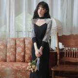 Черное вечернее платье, элитная дизайнерская юбка, французский стиль, изысканный стиль