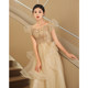 Champagne evening dress skirt women's high-end light luxury niche temperament annual meeting host adult ceremony fairy art examination princess dress