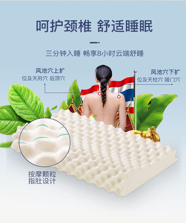 乐扣乐扣 90%天然乳胶枕 柔弹支撑颈椎 图10