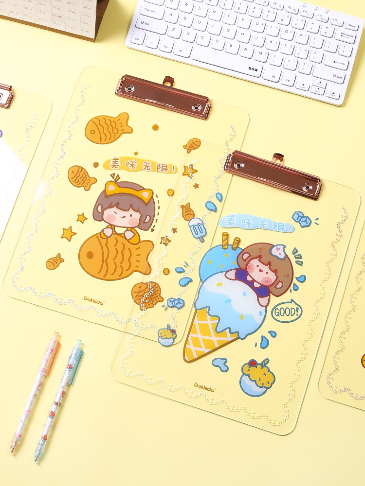 Multi-joy and creative transparent acrylic folder Writing Plate plate splint Splint Paper Collection Bag Document Containing paper clip accommodating booklet Office supplies Student stationery clips A4 Information board clip