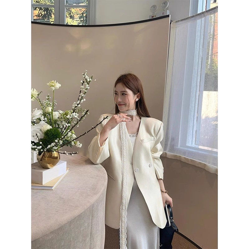 High-End Satin Blazer for Women, 2025 Spring and Autumn New Style, Petite Suit, Socialite Design, Niche Style
