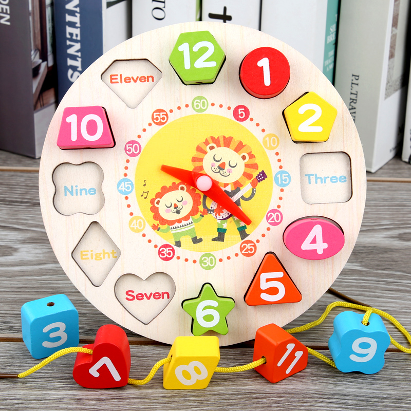 Children's digital clock model beaded early education educational digital puzzle building blocks wooden toys for boys and girls - Taobao