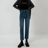 Флисовые прямые свободные джинсы, зимние приталенные синие бархатные демисезонные штаны, высокая талия, по фигуре, подходит для подростков, увеличенная толщина