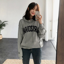 South Korean grey Lianhood schoolgirl 2022 Winters new Korean version plus velvet thickened with lazy wind blouses