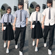 Korean version of middle school students  school uniform suit High school students summer Hong Kong style class dress girls graduation skirt long college style