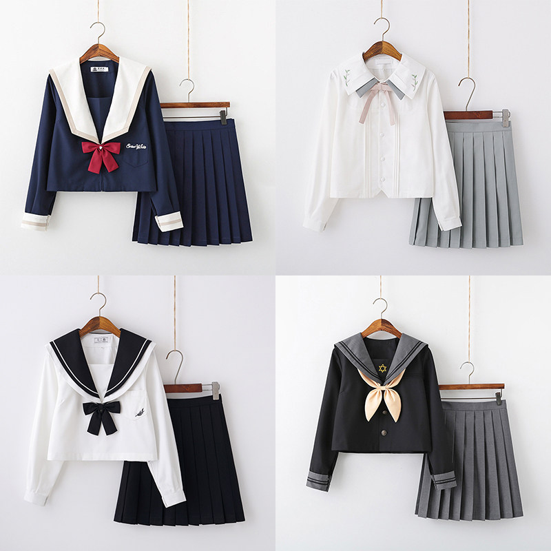 JK Uniform Dress Genuine children female sailor suit with full set of spring and autumn season primary school children's class school wind school uniforms