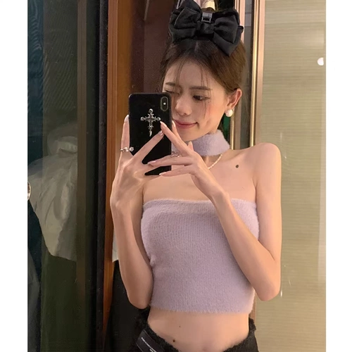 Сексуальный топ без лямок без рукавов, трикотажный жилет, майка топ, облегающий крой