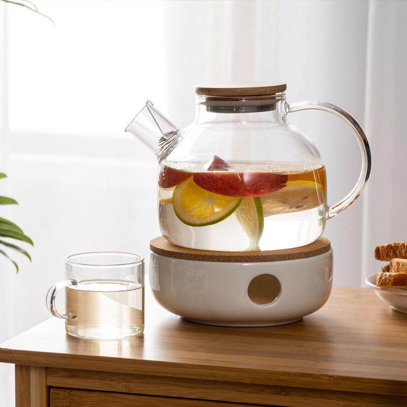 Japanese heat-resistant flower teapot tea tea cup afternoon glass kung fu fruit teapot set candle heating heat preservation