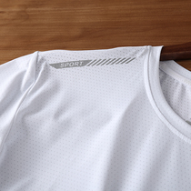 Quick-drying series laser perforated Ice Silk smooth spring and summer new mens round neck sports short sleeve t-shirt