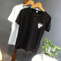 Hi-to-high cotton washed wool wool foreign trade factory cut Mark mens summer solid color slim short sleeve t-shirt