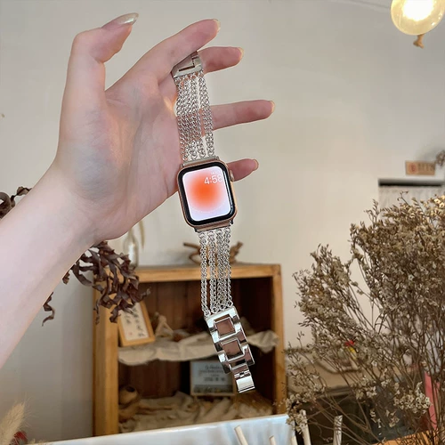 Creative AppleWatch Strap Metal Iwatch Watch Se Watch Bess 5/6 Sports 3/4 Multi-Chain New Model 38 Premium 44/42/40 мм летняя музыкальная замена для девочек.