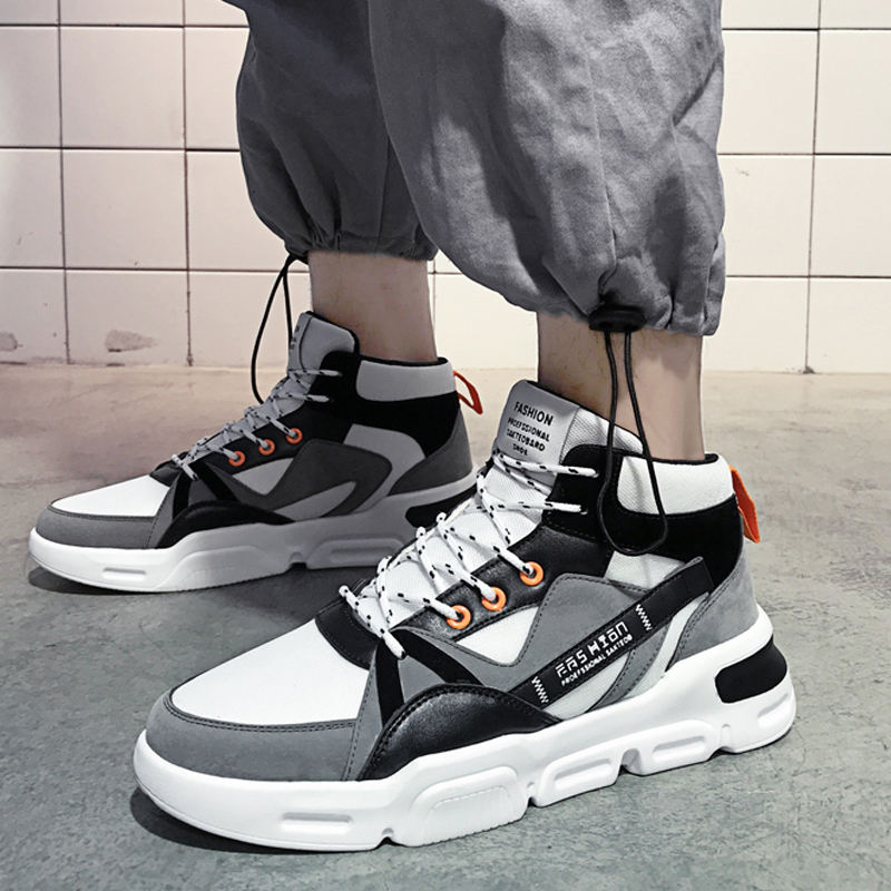 2022 new autumn men's shoes Korean version trend high-top canvas shoes all-match increase men's sports casual trendy shoes