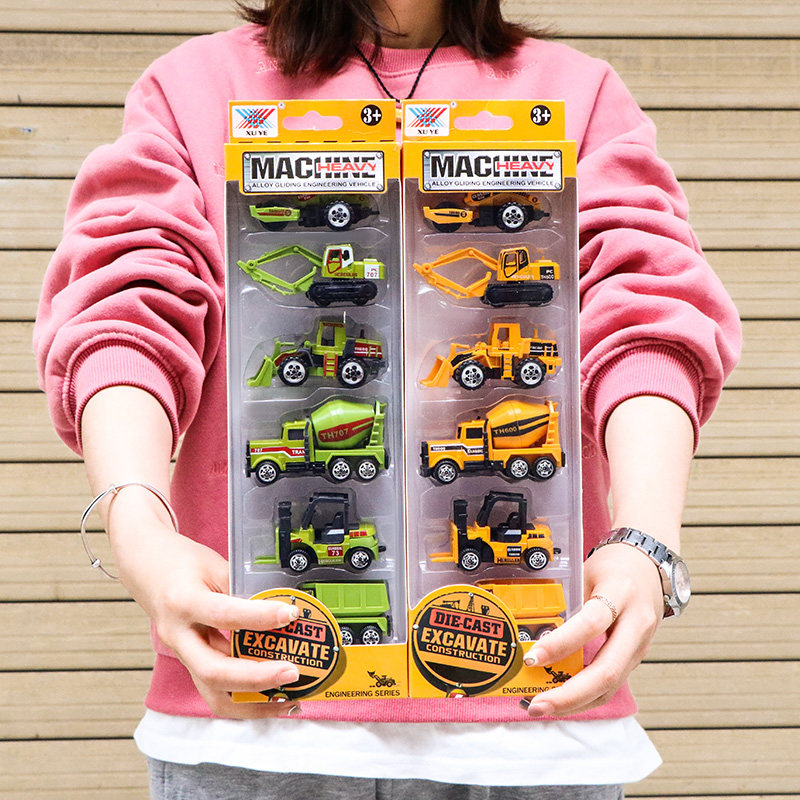 Child Alloy Digger Engineering Car Metal Hook-up Tipping Bucket Small Car Baby Boy Toy Car Suit