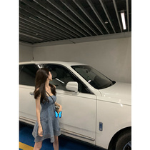 Summer 2021 new womens large size denim suspender skirt goddess fan clothes small fragrant temperament wind dress