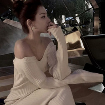 2020 new womens size white waist slim skirt high-end socialite temperament knitted dress