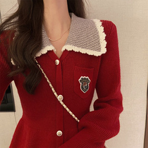 Small fragrant wind small gown Ben life New Year Fashion red clothes Christmas Liondress engagement Back to door Female dress Autumn Winter