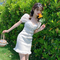 2020 Summer new womens size white skirt temperament goddess fan clothes French first love sweet dress